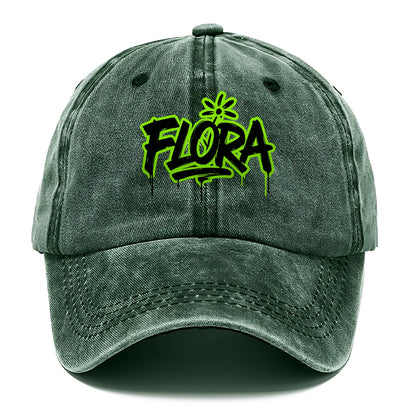 Bold typography design - "FLORA" - plant life, blooming - Classic Cap - Forest Mist(Green)