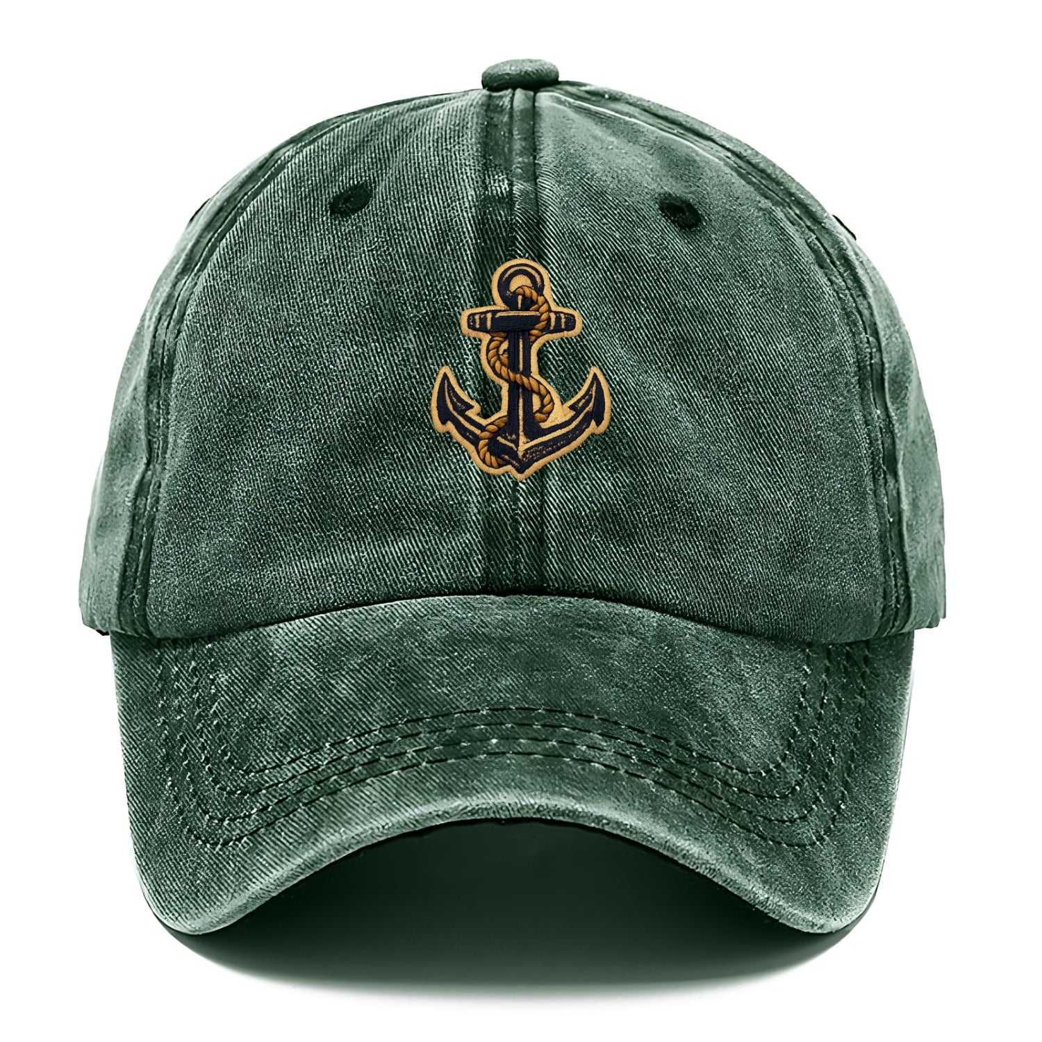 ANCHOR ROPE - classic anchor with rope in navy and gold , sailor - Classic Cap - Forest Mist(Green)