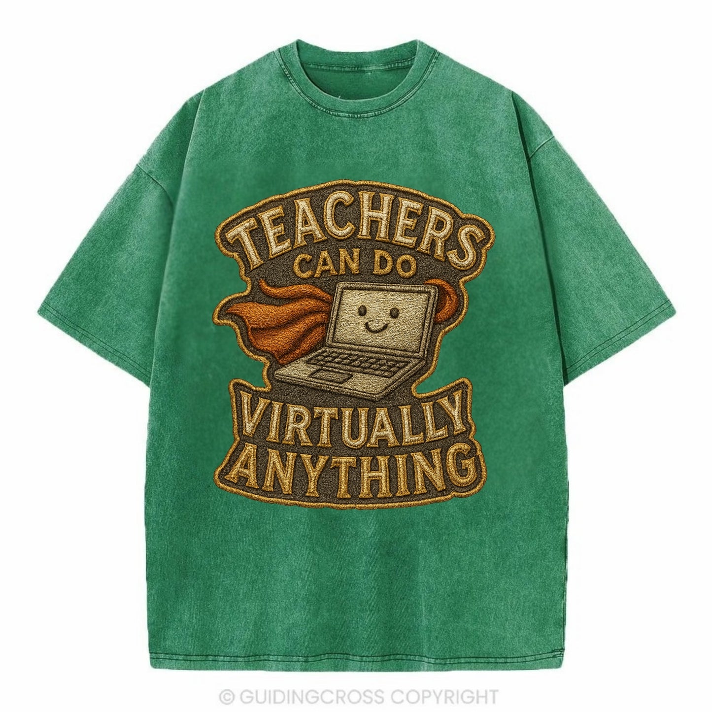 Teachers Can Do Virtually Anything  - Vintage T-shirt - Forest Mist(Green)