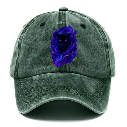 Sleek black panther emerging from swirls of deep purple and electric blue, - Classic Cap - Forest Mist(Green)