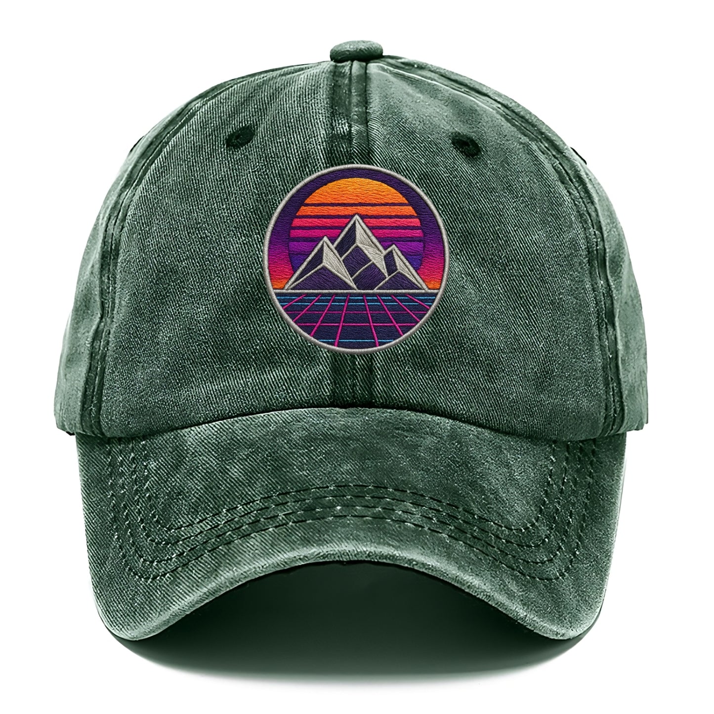 Retrowave Mountains - Classic Cap - Forest Mist(Green)