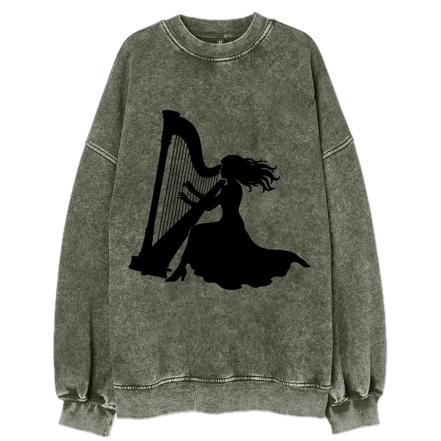 Harpist playing ethereal melody - Vintage Sweatshirt - Forest Mist(Green)
