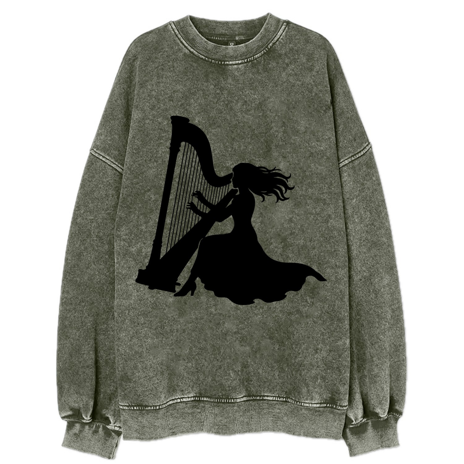Harpist playing ethereal melody - Vintage Sweatshirt - Forest Mist(Green)