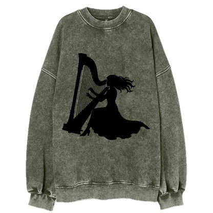 Harpist playing ethereal melody - Vintage Sweatshirt - Forest Mist(Green)