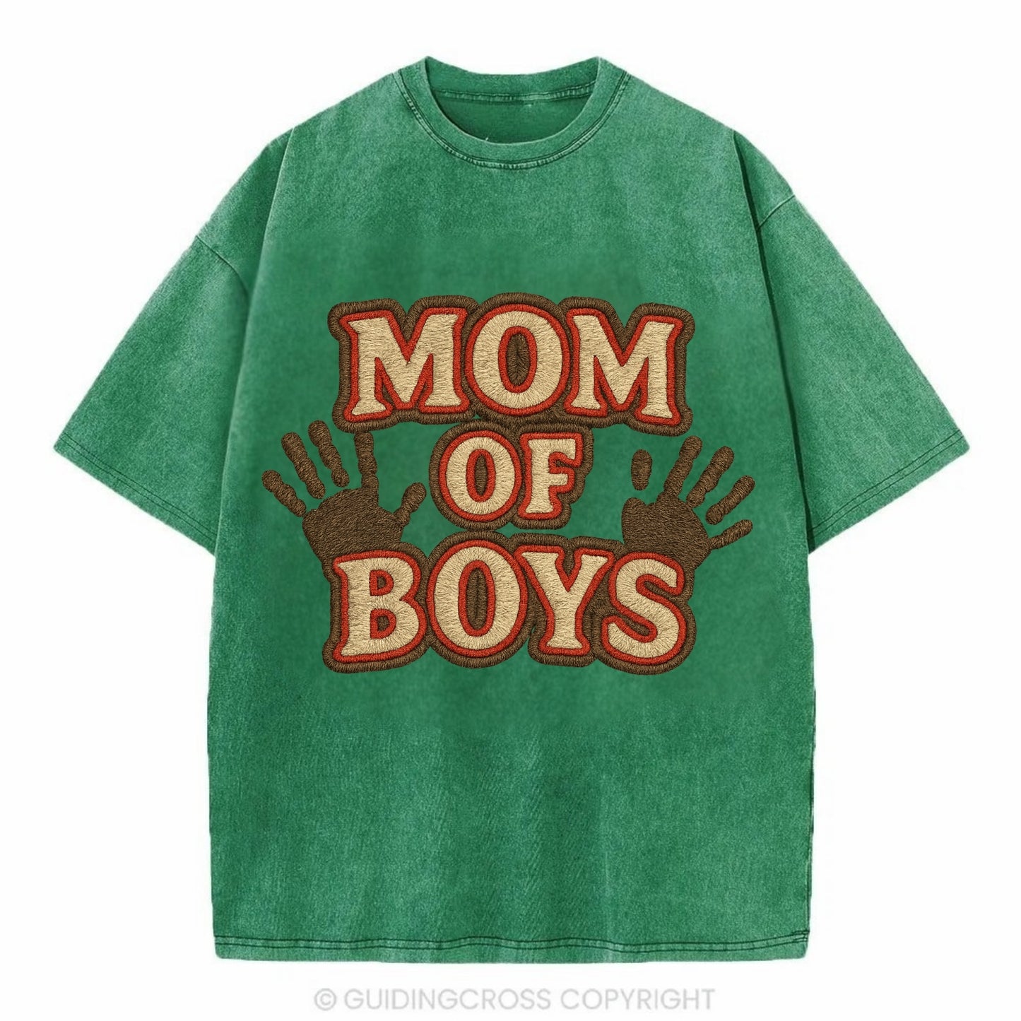 Mom Of Boys  - Vintage T-shirt - Forest Mist(Green)