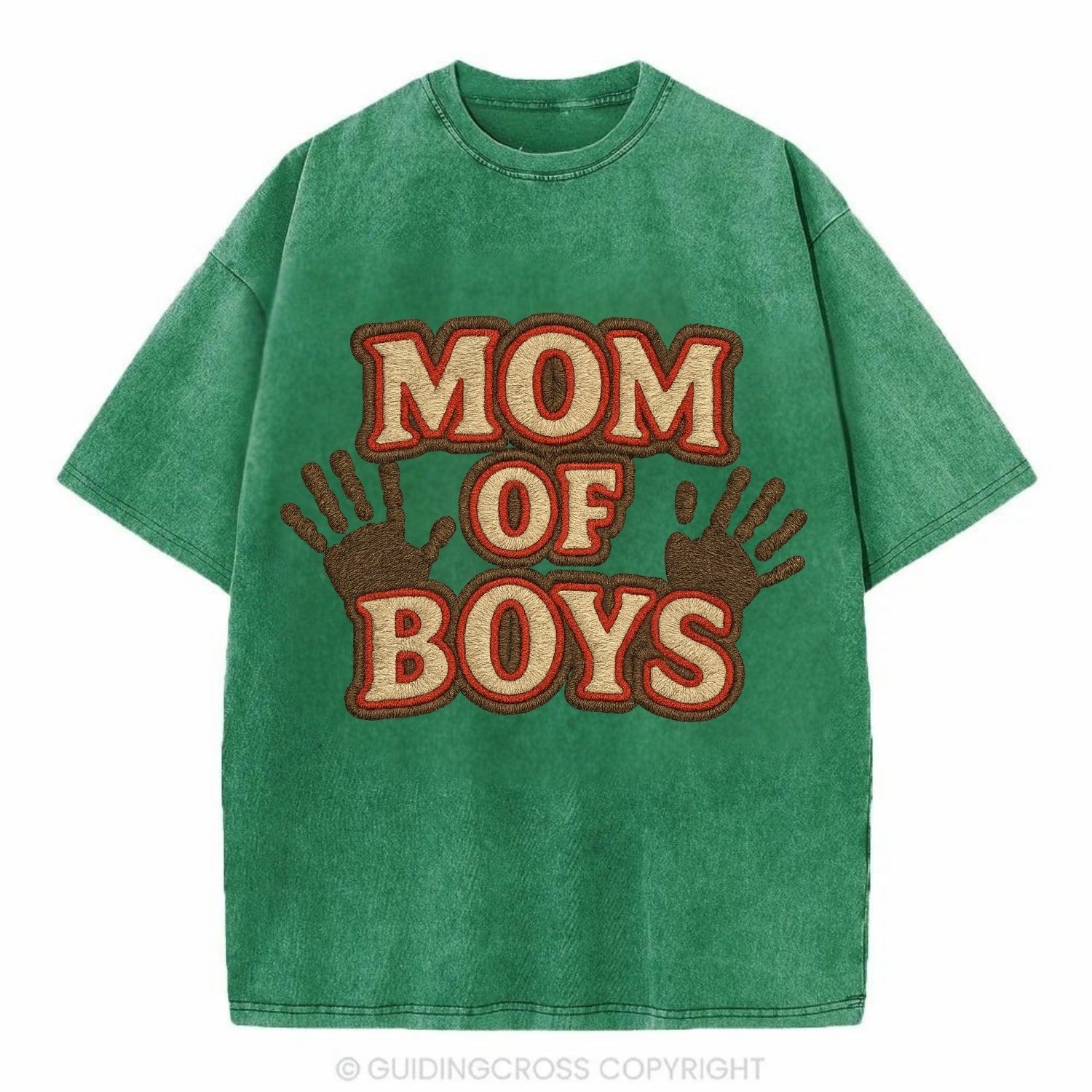 Mom Of Boys  - Vintage T-shirt - Forest Mist(Green)