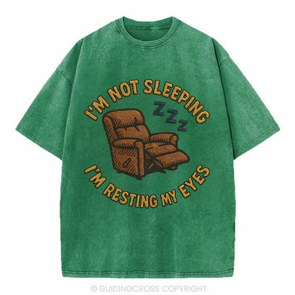 I'm Not Sleeping I'm Resting My Eyes  - Vintage T-shirt - Forest Mist(Green)