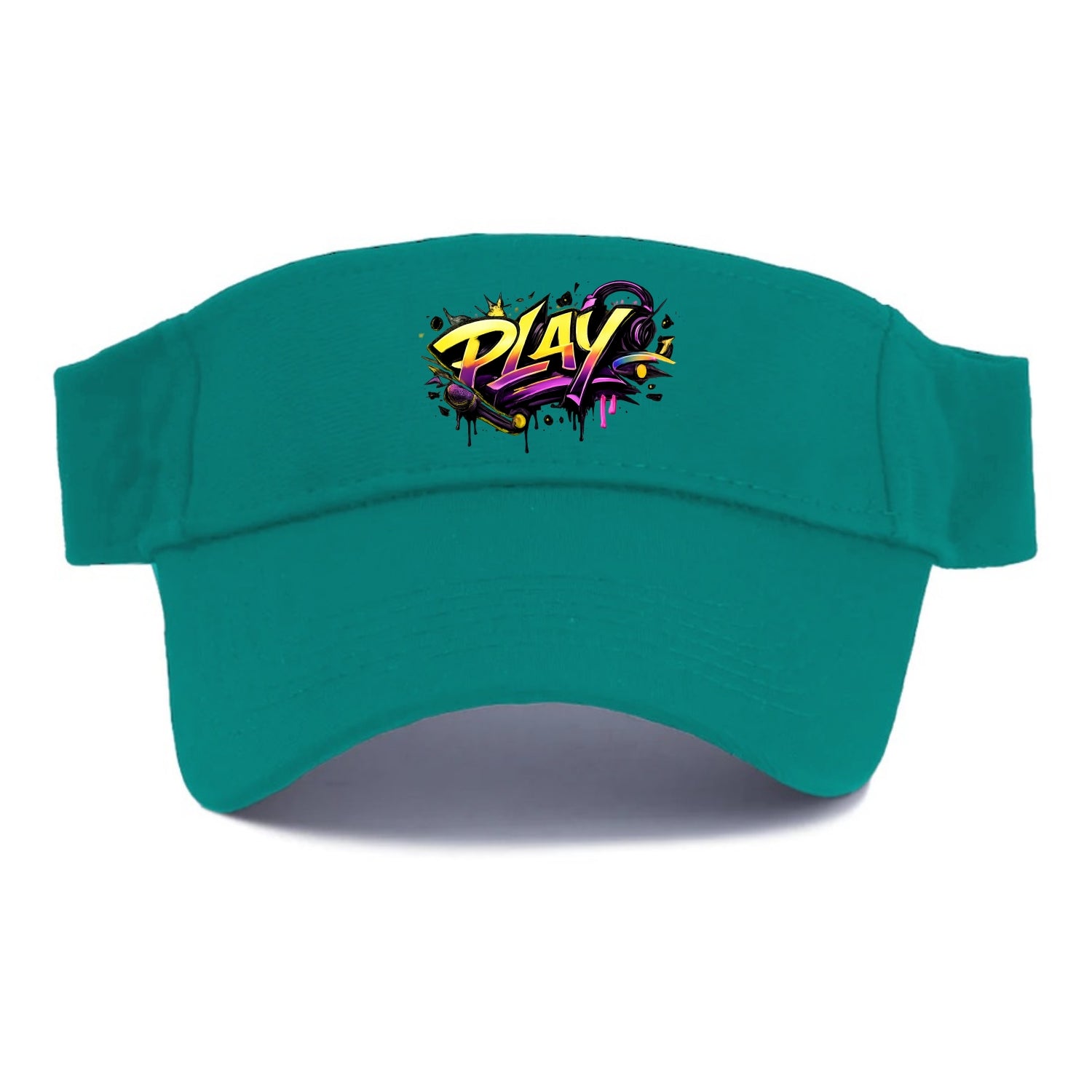 Bold typography design - "PLAY" - creative expression, musical performance - Visor - Forest Mist(Green)