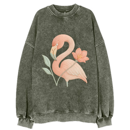 Peach Flamingo - Vintage Sweatshirt - Forest Mist(Green)
