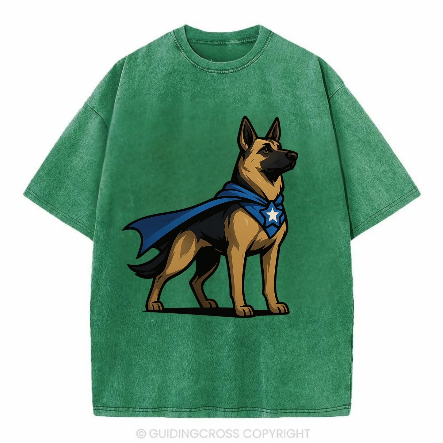 German Shepherd Patriotic Hero  - Vintage T-shirt - Forest Mist(Green)