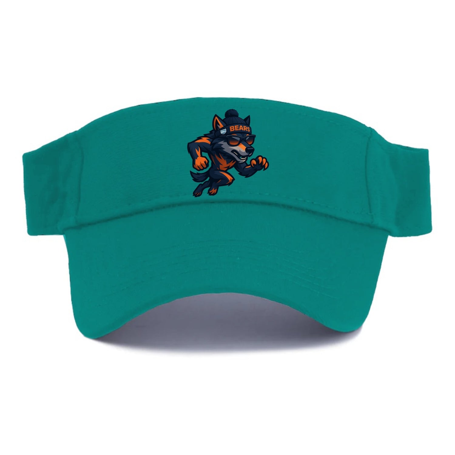 Chicago Wolf wearing Bears beanie with Lake Michigan patch and wayfarer sunglasses - Visor - Forest Mist(Green)