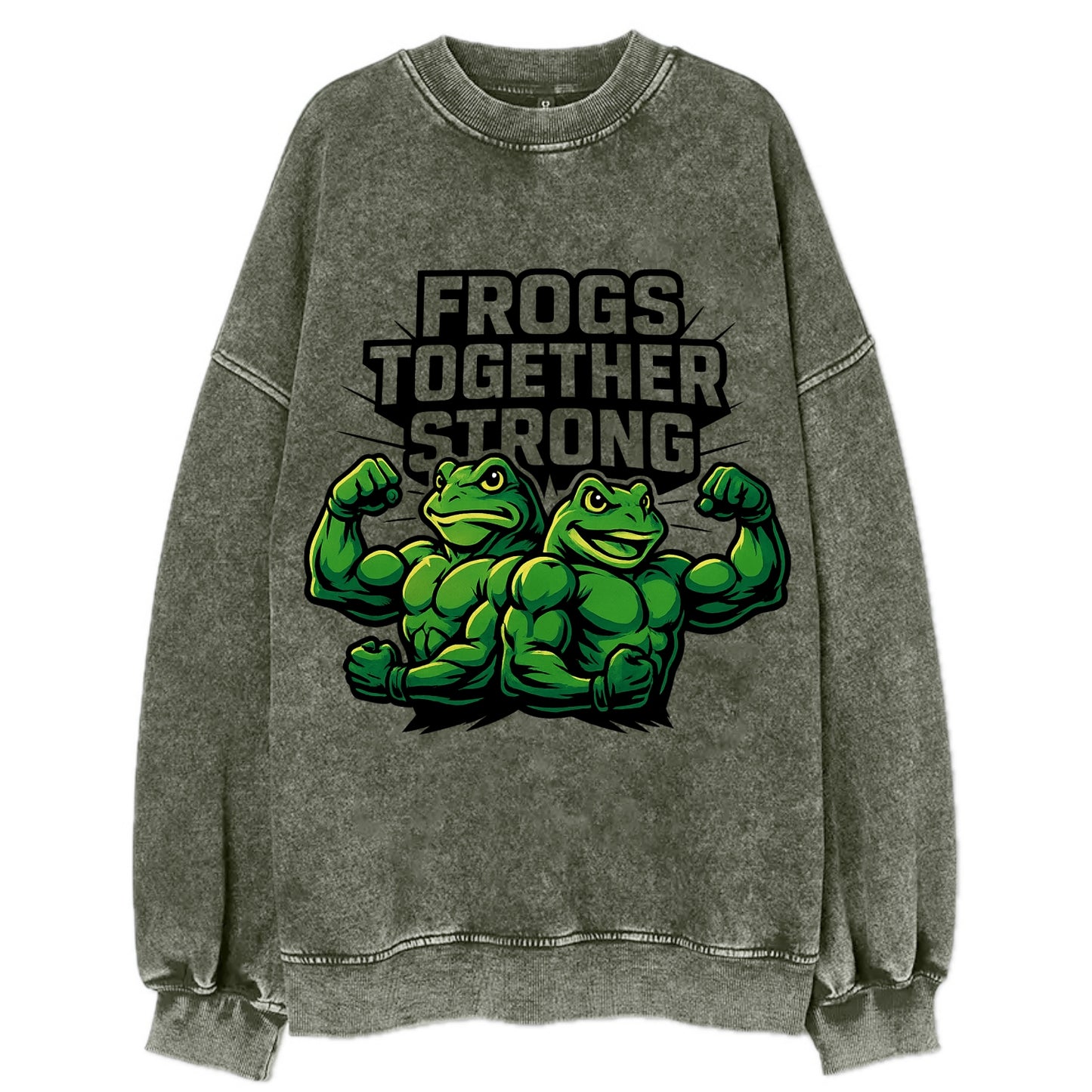 Frogs Together Strong - Vintage Sweatshirt - Forest Mist(Green)