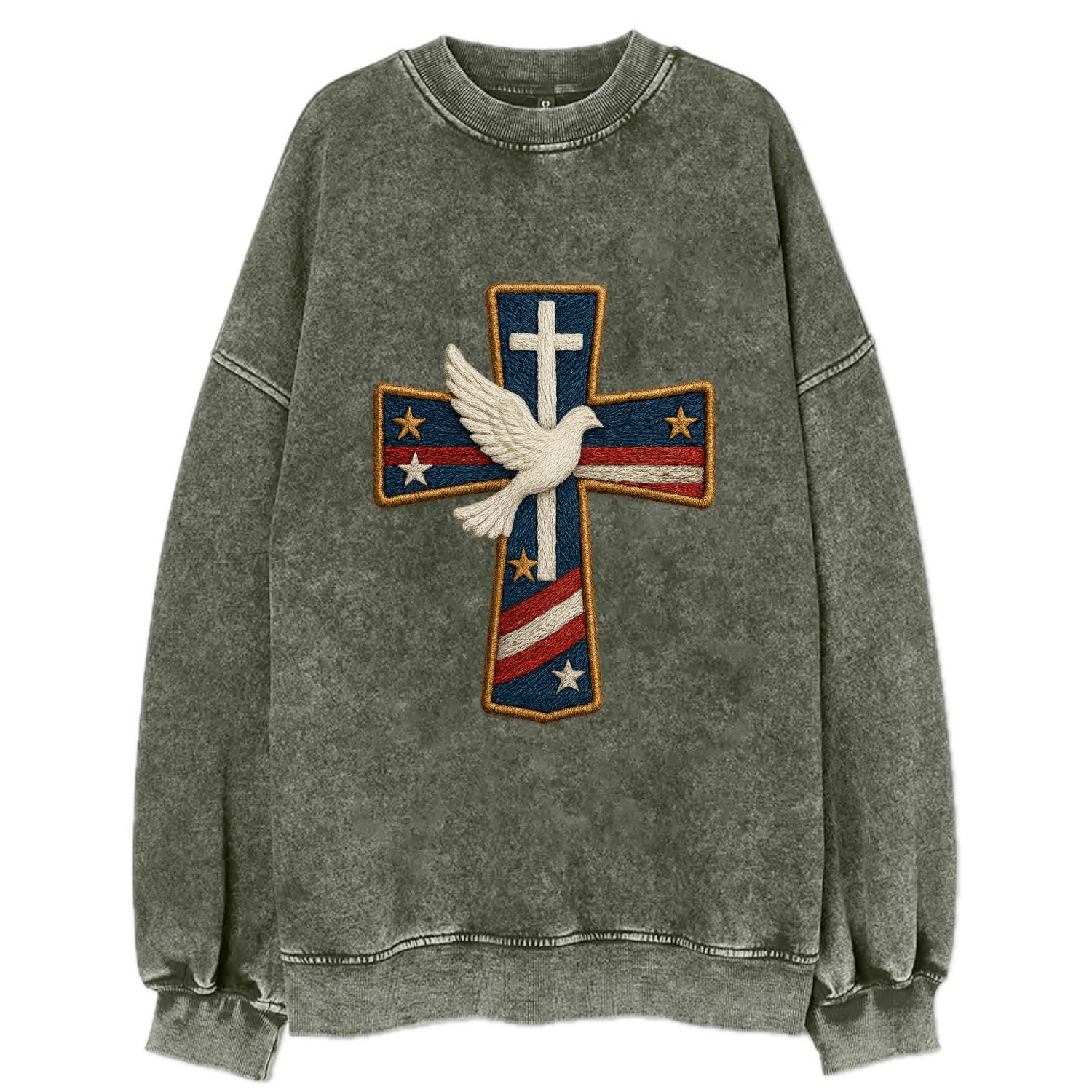 Dove and Cross  - Vintage Sweatshirt - Forest Mist(Green)