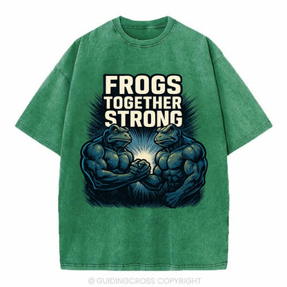 Frogs Together Strong 4 - Vintage T-shirt - Forest Mist(Green)