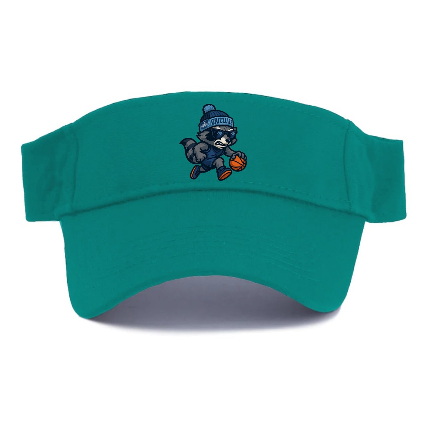 Memphis Raccoon wearing Grizzlies beanie with riverboat patch and wayfarer sunglasses - Visor - Forest Mist(Green)