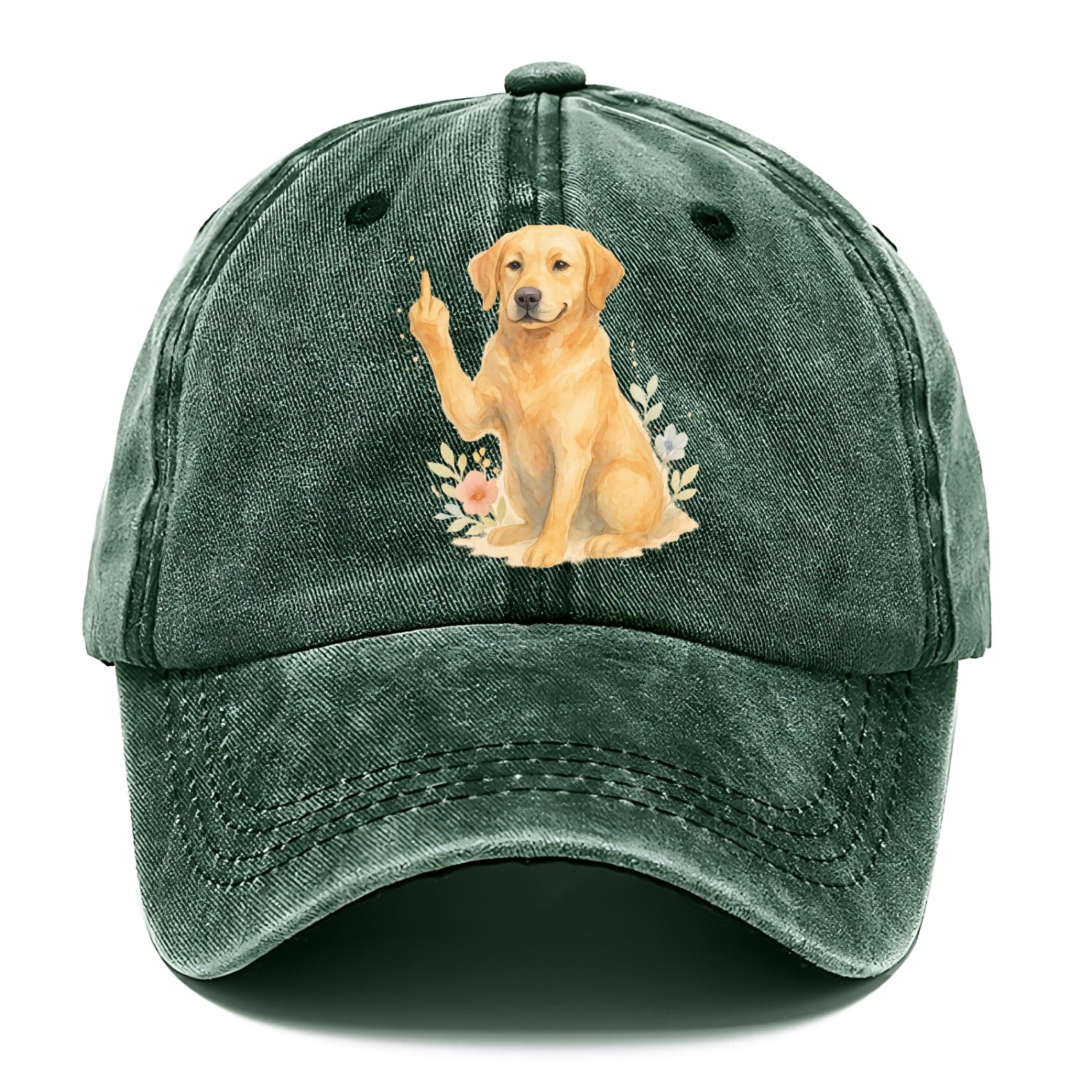 Labrador Retriever yellow sitting pretty, friendly face, strong paw up with sass - Classic Cap - Forest Mist(Green)