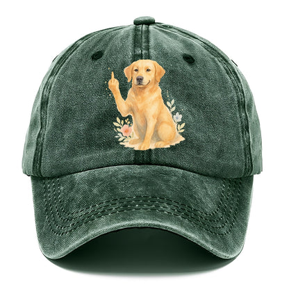 Labrador Retriever yellow sitting pretty, friendly face, strong paw up with sass - Classic Cap - Forest Mist(Green)