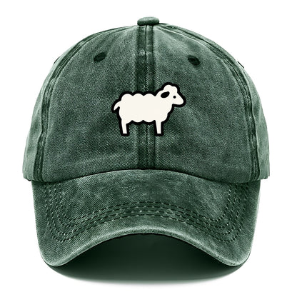 Sheep - White fluffy wool flat side profile - Classic Cap - Forest Mist(Green)
