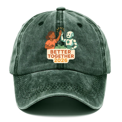 Human and AI robot high-fiving as collaborative partners - "Better Together 2026" - - Classic Cap - Forest Mist(Green)