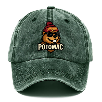Potomac Beaver wearing Commanders beanie with monument patch and wayfarer sunglasses - Classic Cap - Forest Mist(Green)