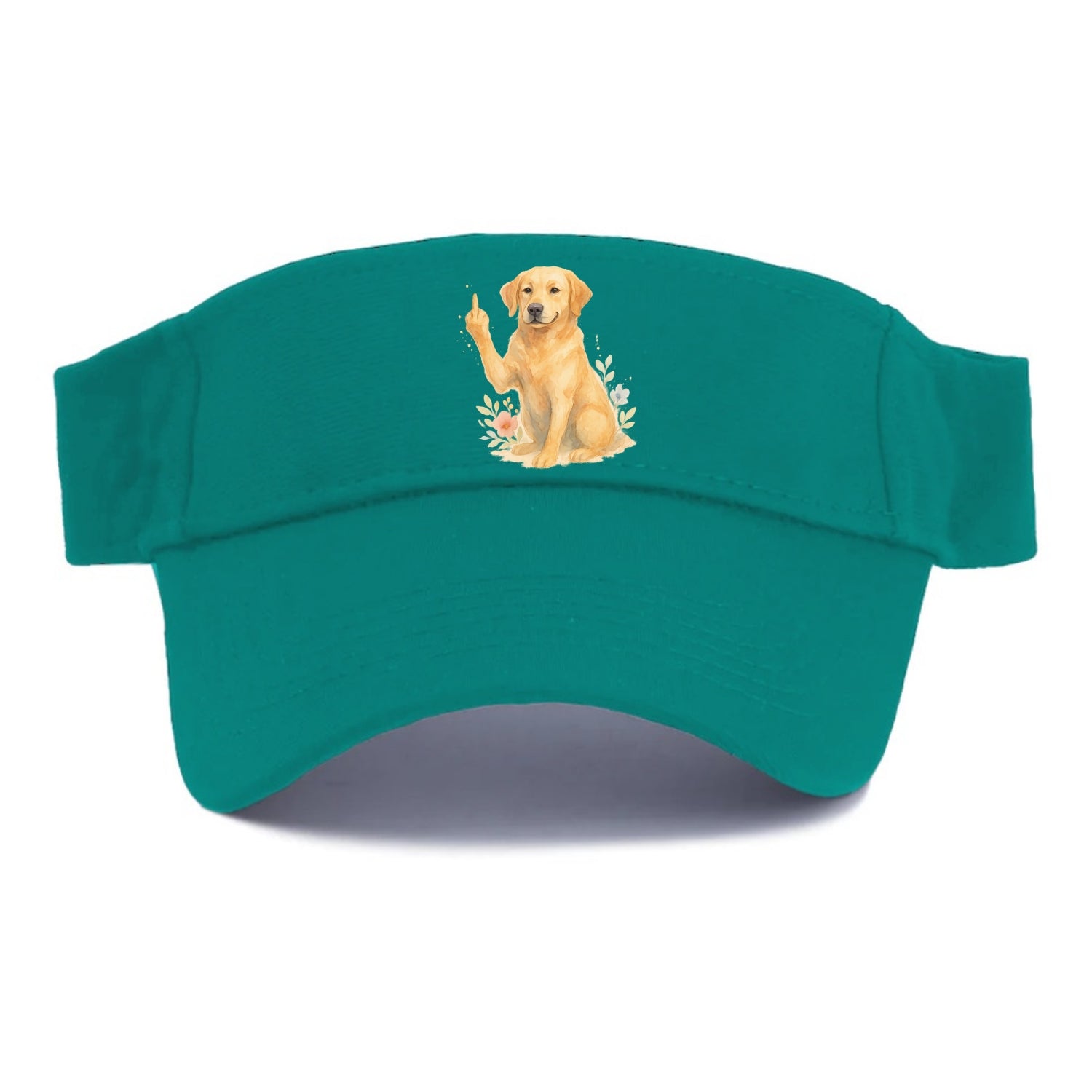 Labrador Retriever yellow sitting pretty, friendly face, strong paw up with sass - Visor - Forest Mist(Green)