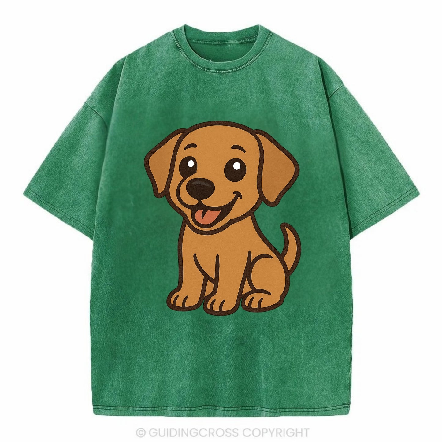 Labrador - Happy panting expression - Vintage T-shirt - Forest Mist(Green)