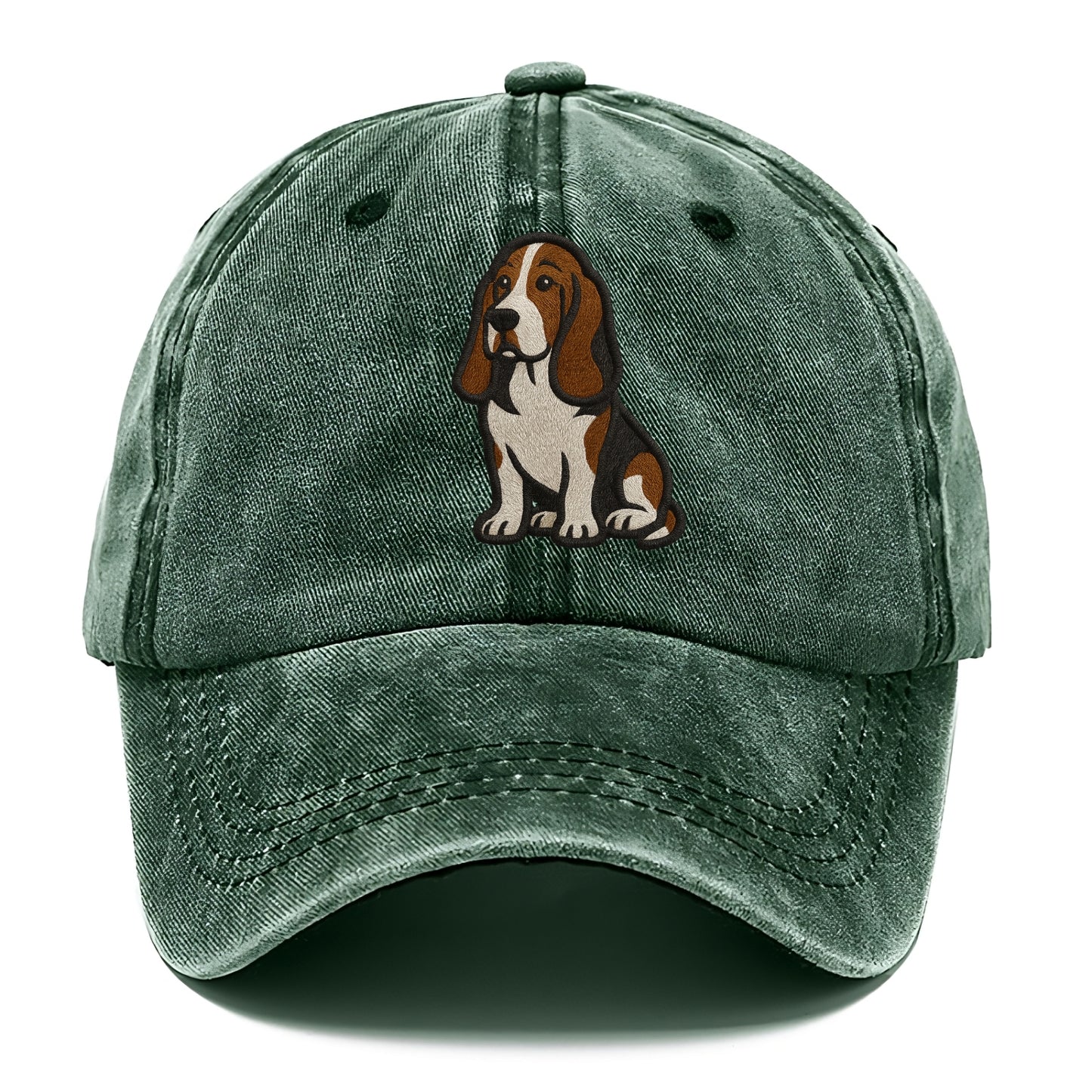 Basset Hound - Tri-color embroidered sit Classic Cap - Forest Mist(Green)