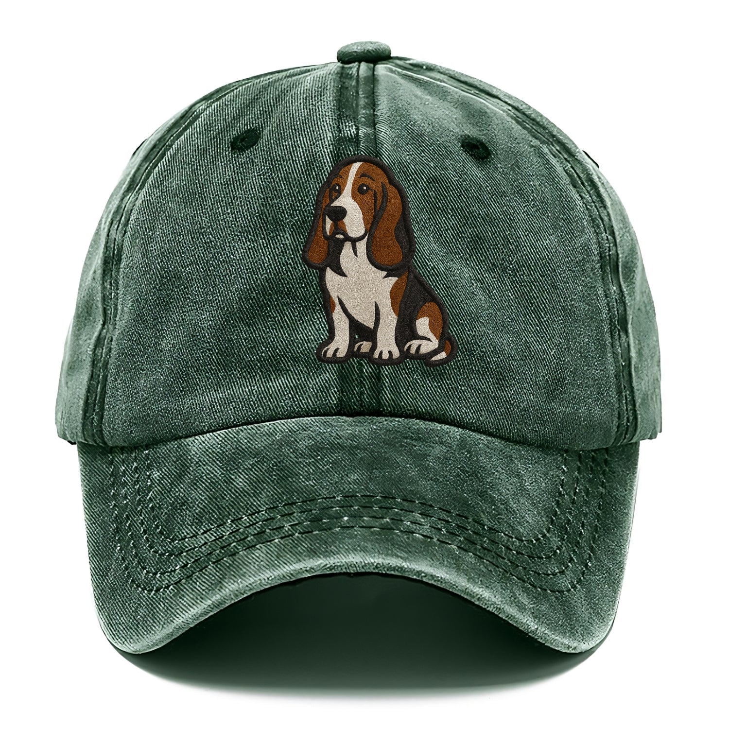 Basset Hound - Tri-color embroidered sit Classic Cap - Forest Mist(Green)