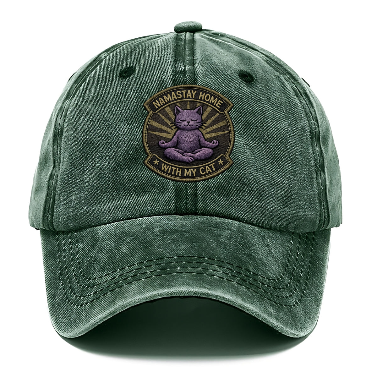 NAMASTAY HOME WITH MY CAT - yoga cat in purple , introvert cat - Classic Cap - Forest Mist(Green)