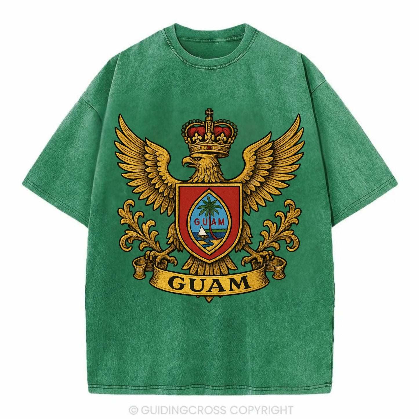 Guam Heritage Badge  - Vintage T-shirt - Forest Mist(Green)