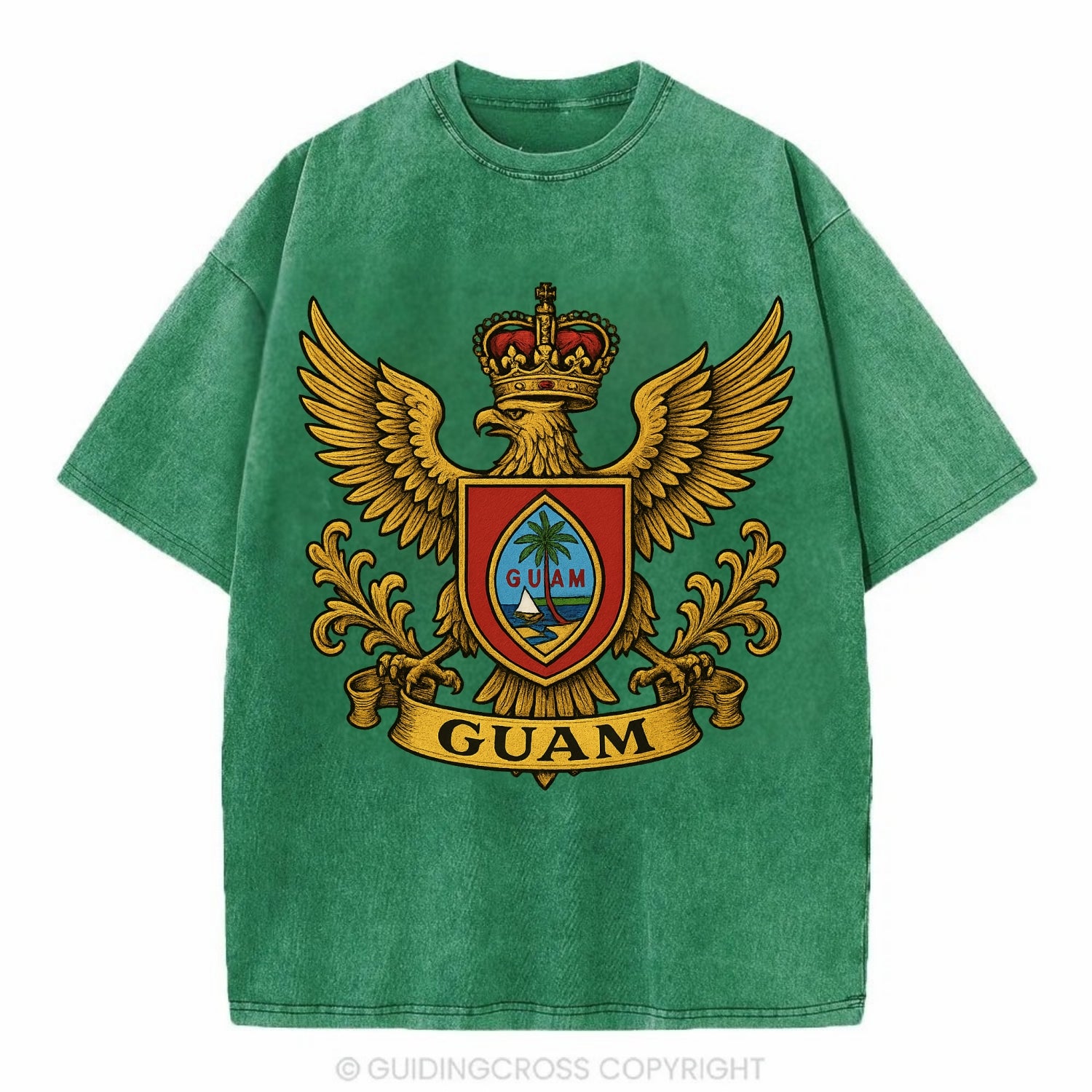 Guam Heritage Badge  - Vintage T-shirt - Forest Mist(Green)