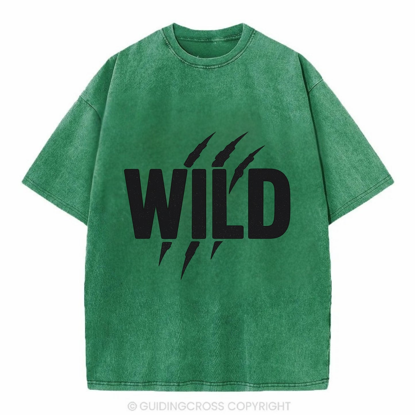 Bold typography design - "WILD" - untamed, natural, free - Vintage T-shirt - Forest Mist(Green)