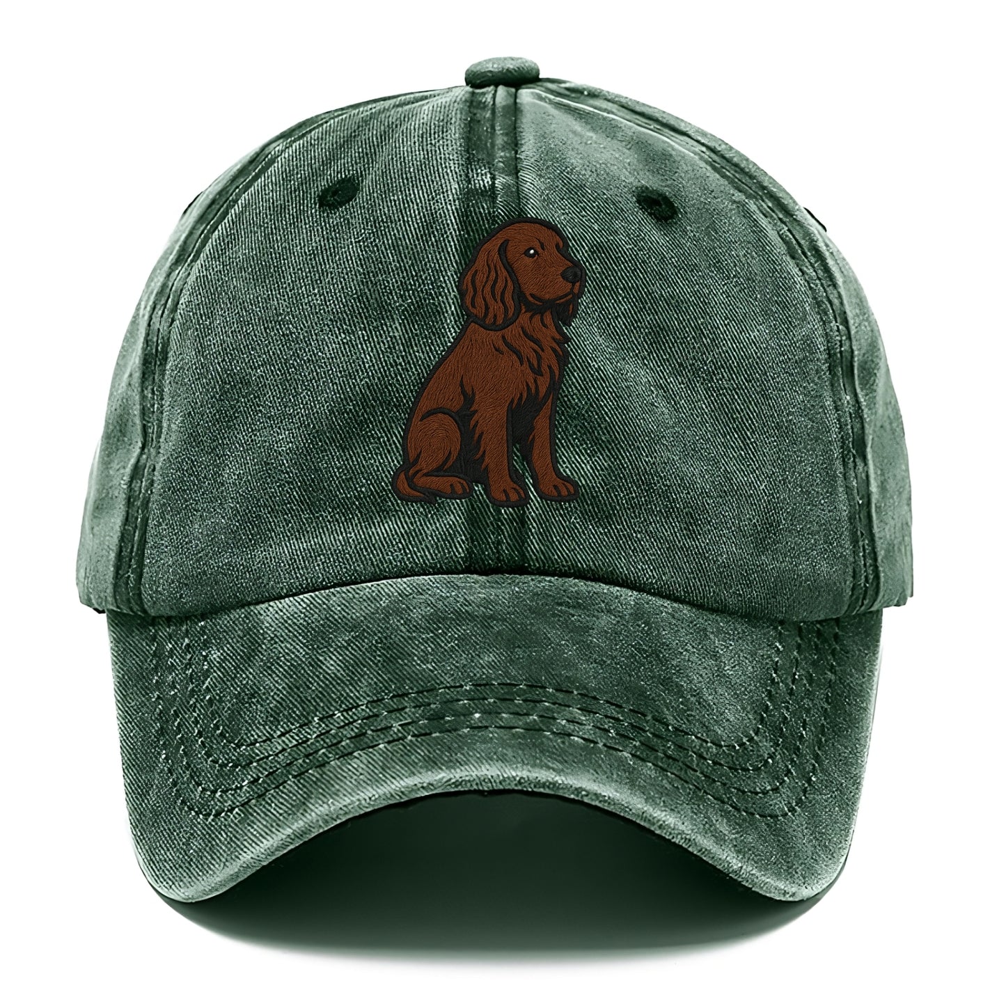 Field Spaniel - Liver colored embroidered sitting design - Classic Cap - Forest Mist(Green)