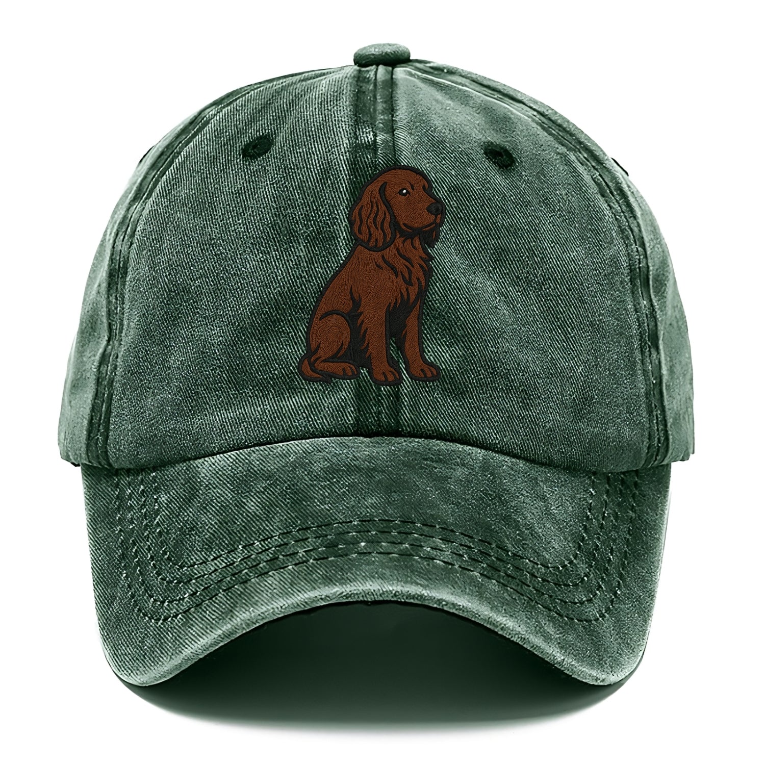 Field Spaniel - Liver colored embroidered sitting design - Classic Cap - Forest Mist(Green)