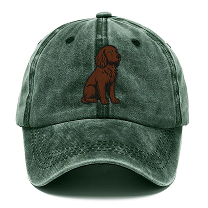 Field Spaniel - Liver colored embroidered sitting design - Classic Cap - Forest Mist(Green)