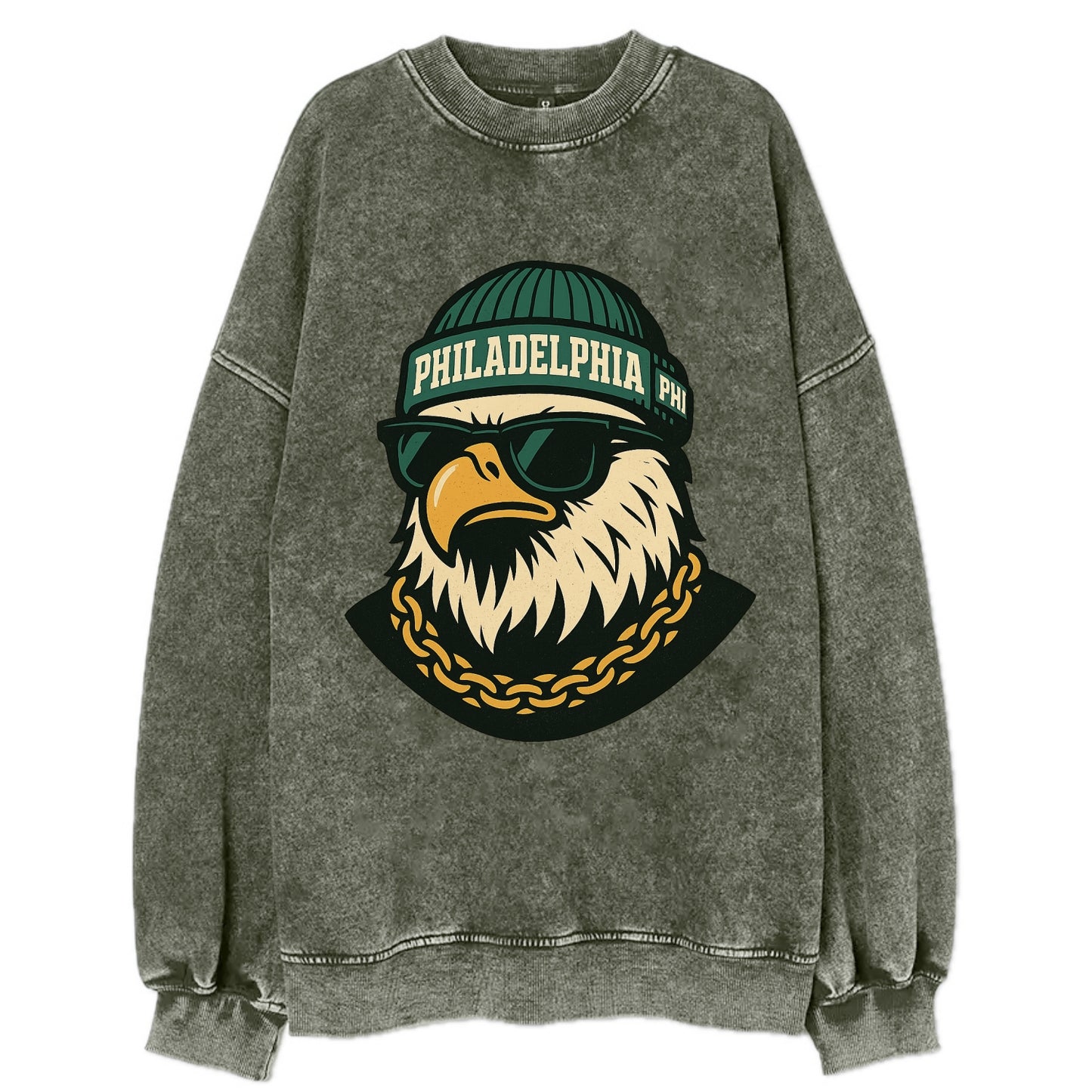 "eagle" "philadelphia" "phi" "green" "us East" - Vintage Sweatshirt - Forest Mist(Green)