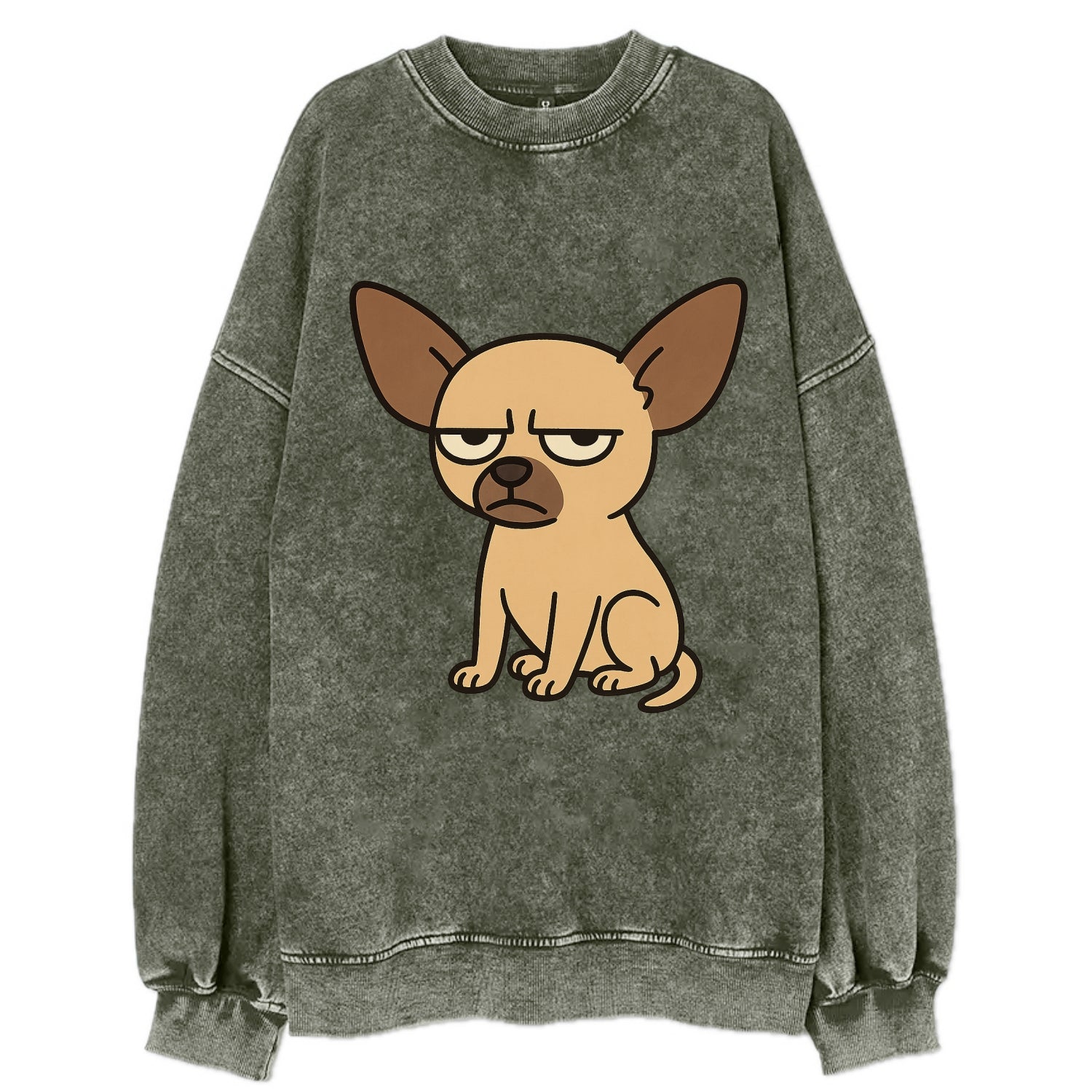 The Chihuahua Judging Silently - Vintage Sweatshirt - Forest Mist(Green)