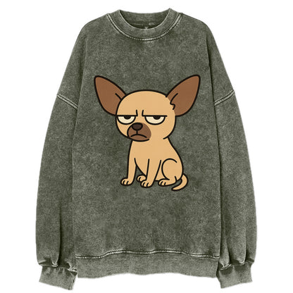 The Chihuahua Judging Silently - Vintage Sweatshirt - Forest Mist(Green)