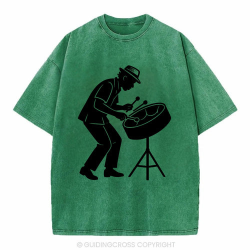 Steel drum player Caribbean rhythm - Vintage T-shirt