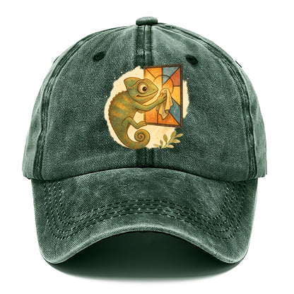 Chameleon blending into a stained-glass window it is polishing with delicate cloths - Classic Cap - Forest Mist(Green)