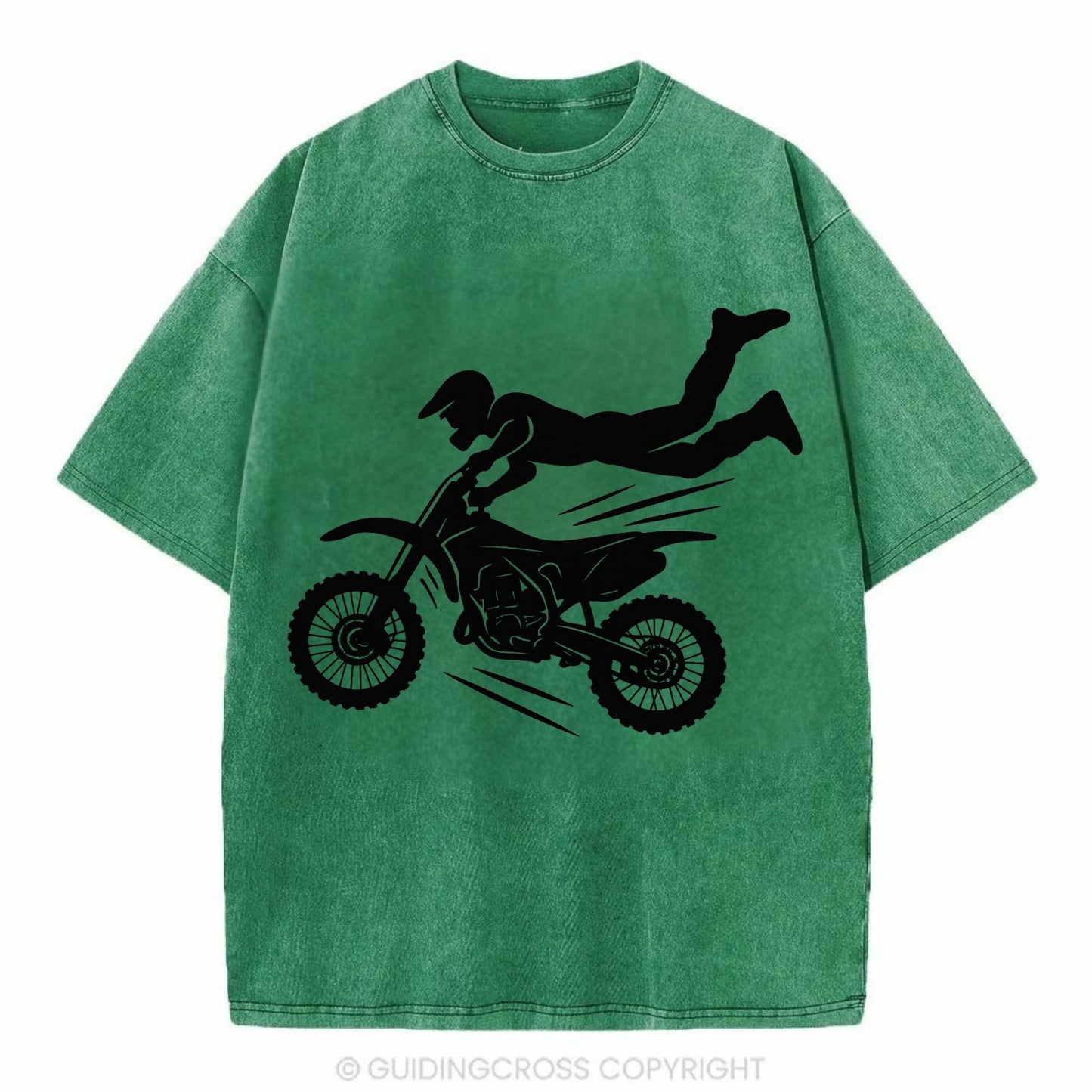 Motocross rider airborne trick - Vintage T-shirt - Forest Mist(Green)