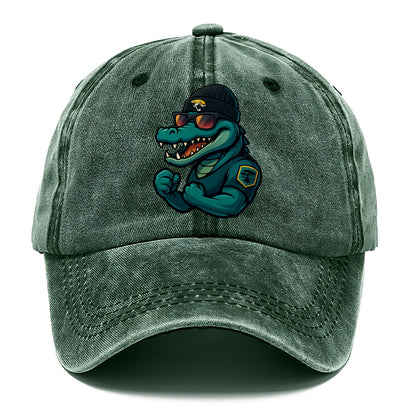 Jacksonville Alligator wearing Jaguars beanie with swamp patch and wayfarer sunglasses - Classic Cap - Forest Mist(Green)