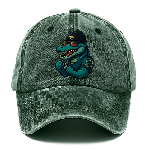 Jacksonville Alligator wearing Jaguars beanie with swamp patch and wayfarer sunglasses - Classic Cap