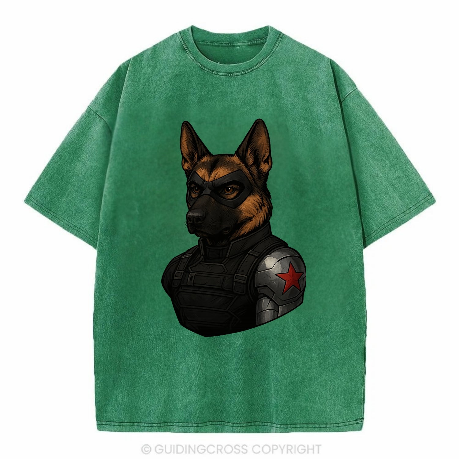 German Shepherd Winter Soldier  - Vintage T-shirt - Forest Mist(Green)