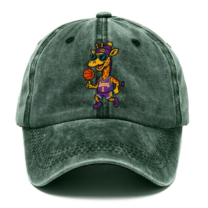 California Giraffe wearing Lakers beanie with palm tree patch and wayfarer sunglasses - Classic Cap - Forest Mist(Green)