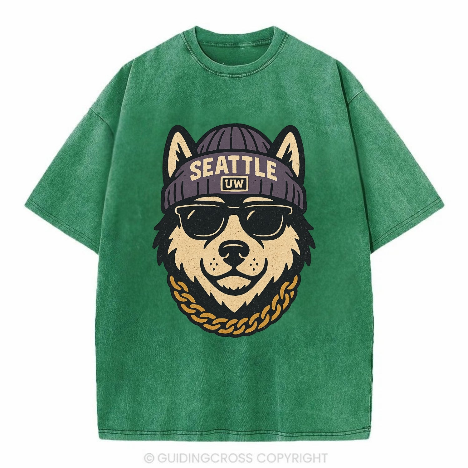 Seattle Husky - Vintage T-shirt - Forest Mist(Green)