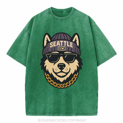 Seattle Husky - Vintage T-shirt - Forest Mist(Green)