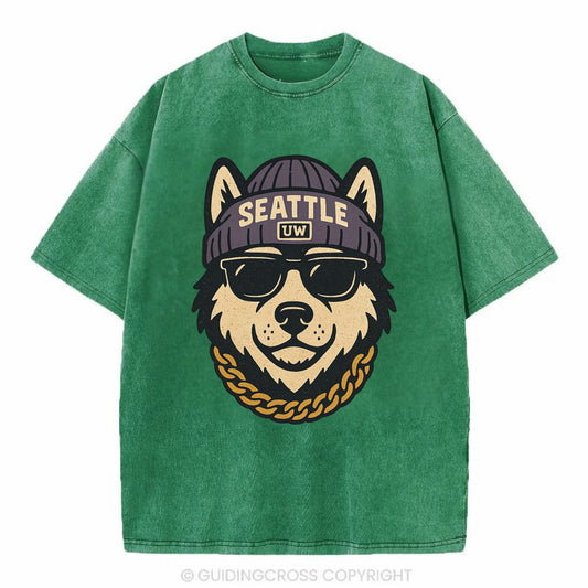 Seattle Husky - Vintage T-shirt - Forest Mist(Green)