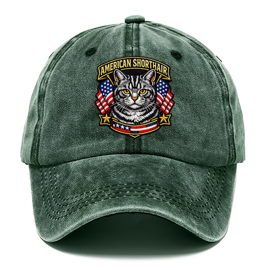 AMERICAN SHORTHAIR - classic american cat in silver tabby , all-American cat - Classic Cap - Forest Mist(Green)
