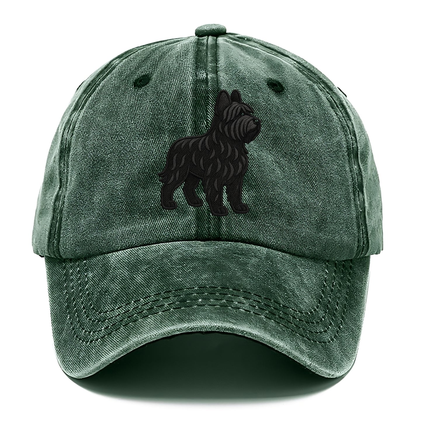 Briard - Black wavy coat embroidered herding pose - Classic Cap - Forest Mist(Green)